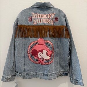 Disney Store Mickey Mouse Fringe and Bedazzled Denim Jacket NWT